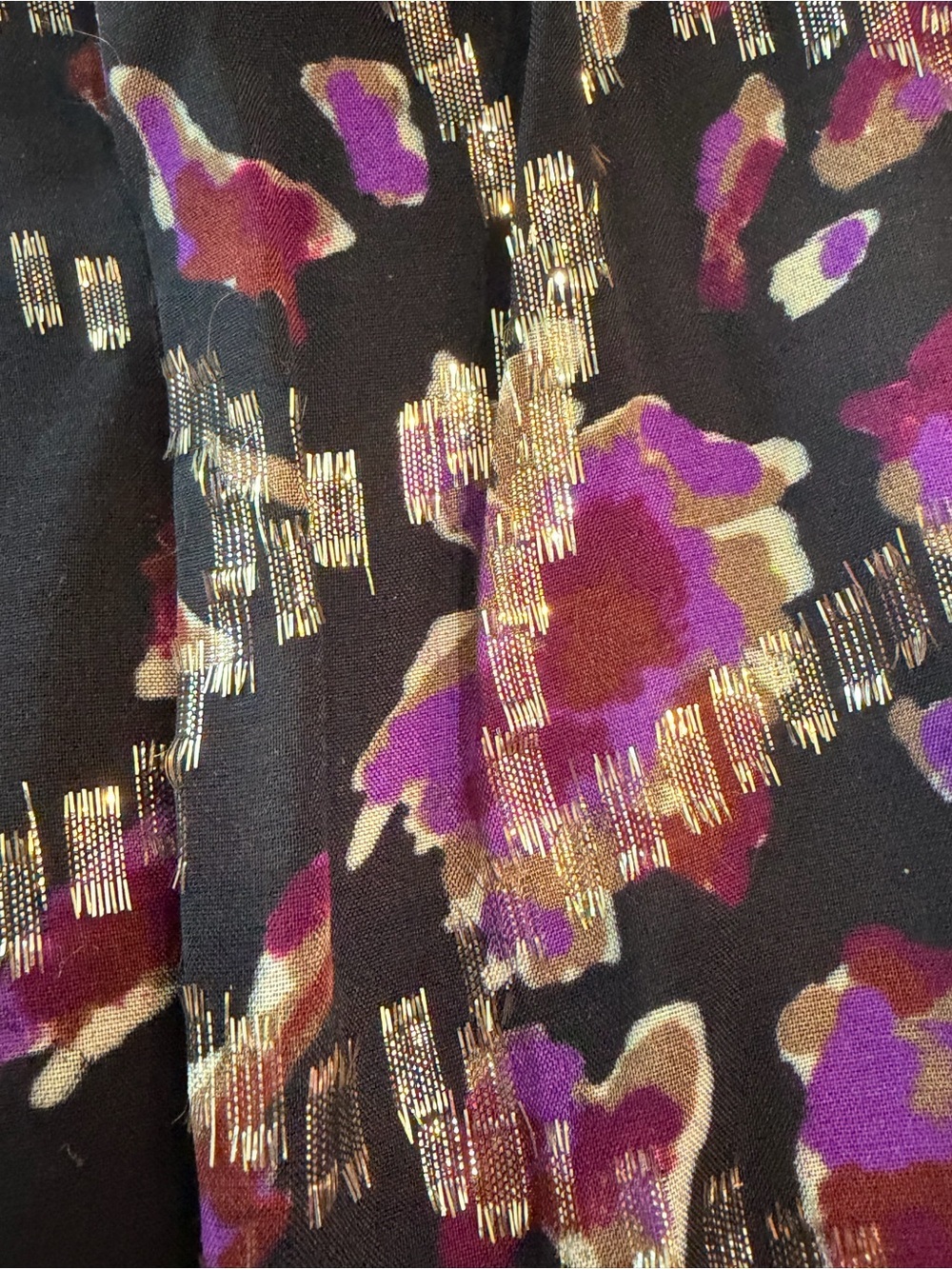 ba&sh Divine Silk Blend Gold Lurex Long Sleeved Peasant Top in Noir US Size 4 - Picture 12 of 15